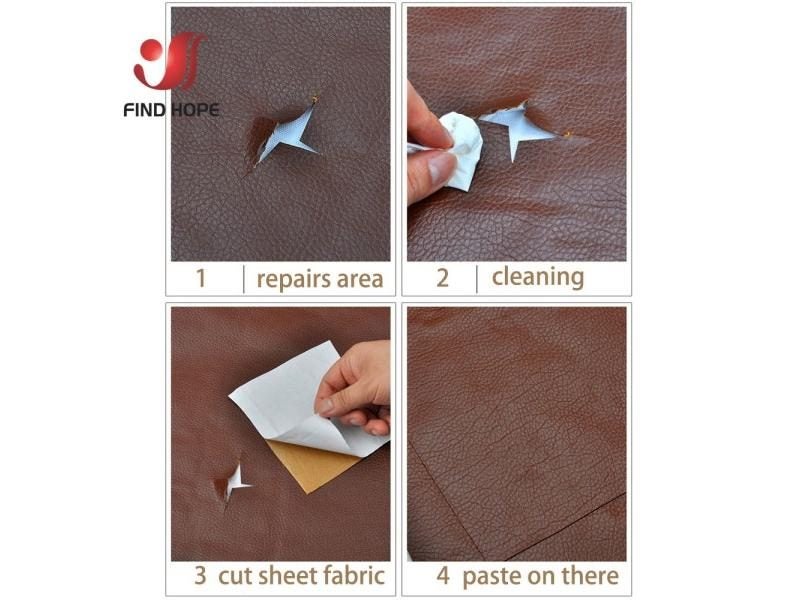 Litchi Pattern Back Self Adhesive Faux PU Leather Fabric Patch For Sofa Car Bag Carousel 2