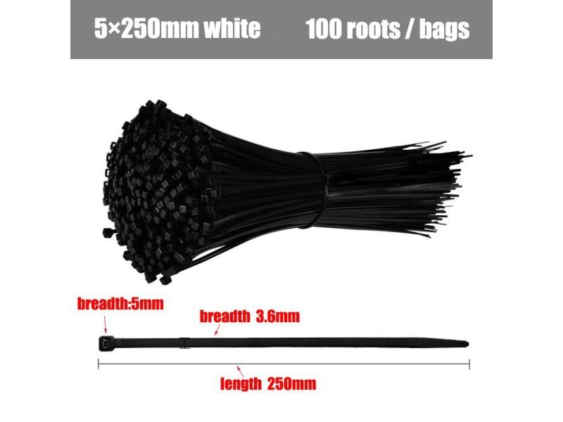 Self-locking Plastic Nylon Tie 100 PCS Black 5X300cable Tie Fastening Ring3X200 Carousel 1