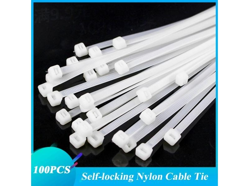100pcs/bag Cable Tie Self-locking Plastic Nylon Tie White Organiser Fasten Carousel 2