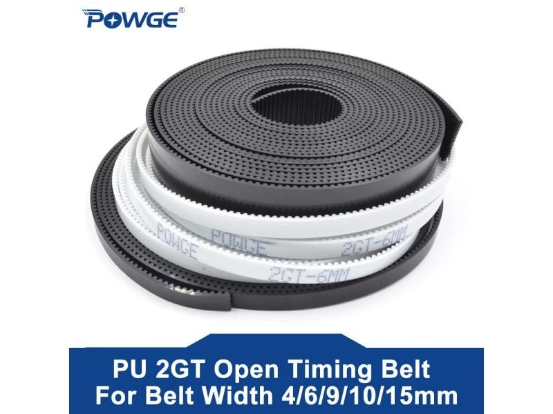 POWGE 2GT Open Synchronous Belt 2GT-6 Width 4/6/9/10/15mm Polyurethane Steel PU Carousel 1