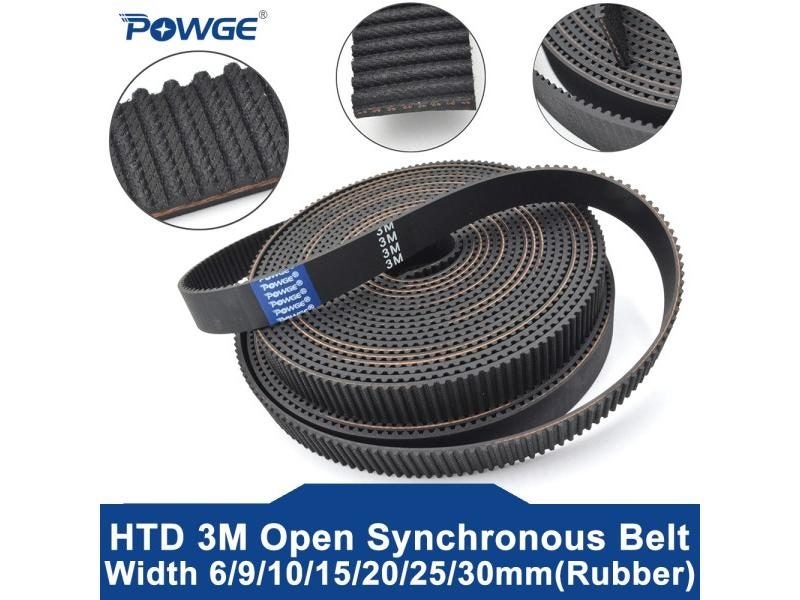 POWGE Arc Tooth HTD 3M Open Synchronous Belt Width 6/9/10/15/20/25mm Rubber Carousel 1