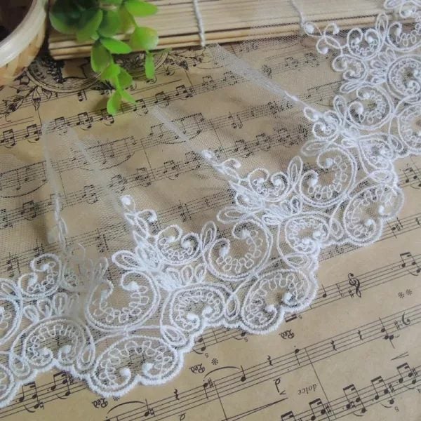 1 Yard Lot Width 9.5cm White Black Cotton Embroidered Mesh Lace For Garment Carousel 2