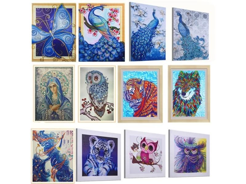 Special Shaped Diamond Painting Butterfly Peacock Wolf Owl Flower DIY 5D Carousel 2