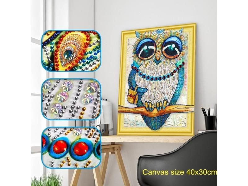 Special Shaped Diamond Painting Butterfly Peacock Wolf Owl Flower DIY 5D Carousel 1