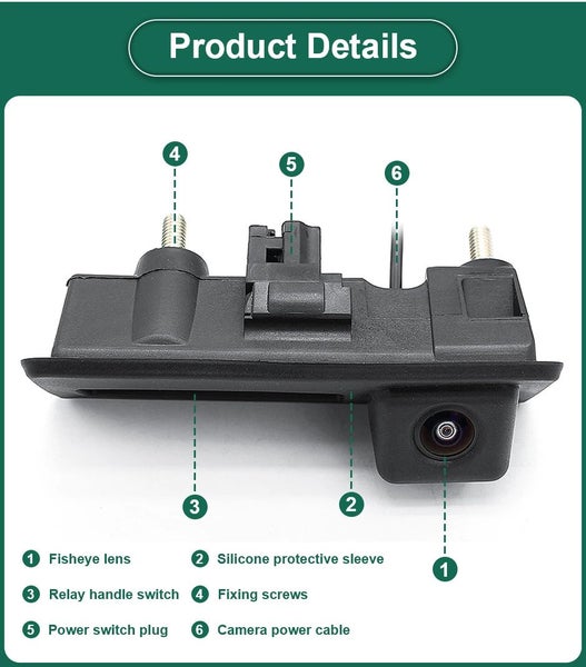 GreenYi HD AHD 1080P Vehicle Reverse Backup Trunk Handle Camera For VW Passat Carousel 2