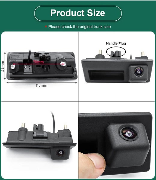 GreenYi HD AHD 1080P Vehicle Reverse Backup Trunk Handle Camera For VW Passat Carousel 1