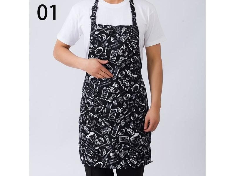 New Black Cooking Baking Aprons Adjustable Sleeveless Apron Stripe Bib With Carousel 1