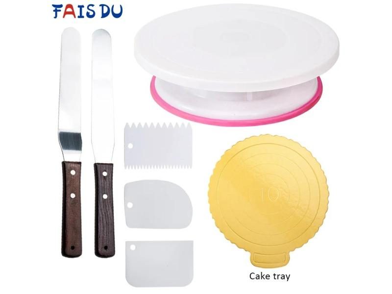 6Pcs Set Plastic Cake Turntable DIY Baking Tool Carousel 2