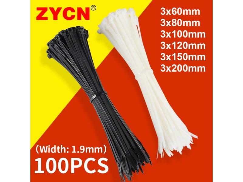 Nylon Cable Ties Self Locking Plastic Loop Wire Black 2.7x200 3.6x300MM 1.9 Carousel 2