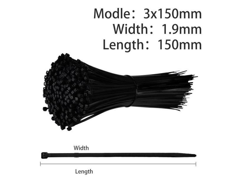 Nylon Cable Ties Self Locking Plastic Loop Wire Black 2.7x200 3.6x300MM 1.9 Carousel 1