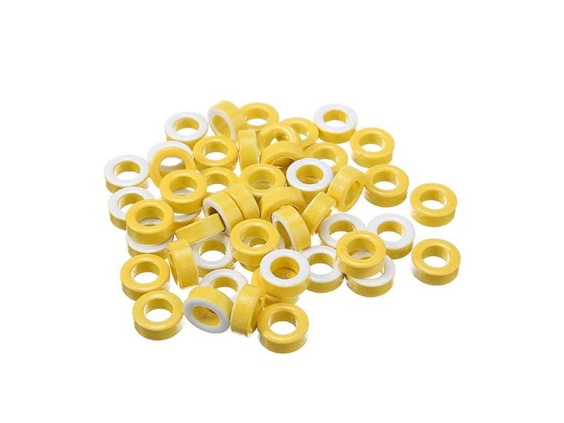 50pcs T50-26 Yellow White Ring Iron Ferrite Toroid Cores 7.5mm Inner Diameter Carousel 1