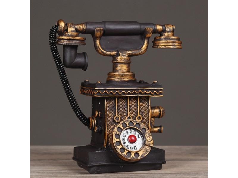 Vintage Resin Telephone Money Box Piggy Bank Home Decoration Accessories Retro Carousel 1
