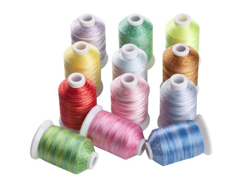 SIMTHREAD 12 Variegated Colors Polyester Embroidery Machine Thread 1000M/Spool Carousel 1
