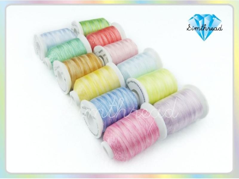SIMTHREAD 12 Variegated Colors Polyester Embroidery Machine Thread 1000M/Spool Carousel 2
