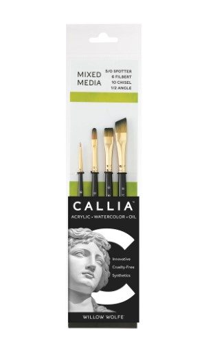 Willow Wolfe Callia Mixed Media Try-it Synthetic Kolinsky Sable Brush Set Carousel 1