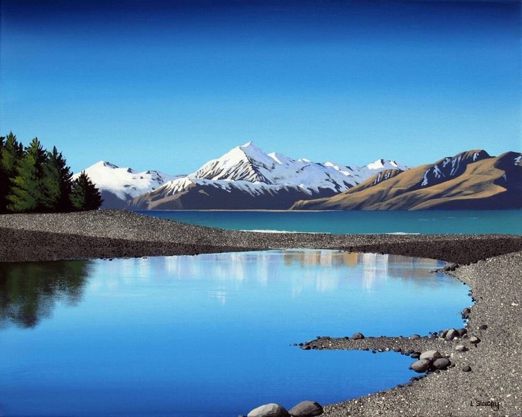 FREE DELIVERY: Large stretched canvas print by Linelle Stacey: Pukaki Stones629366703225631113