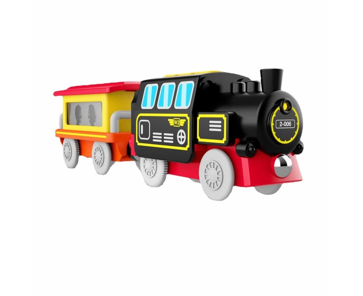 Motorized Train for Wooden Track, Remote Control Train with Magnetic Connec Carousel 1