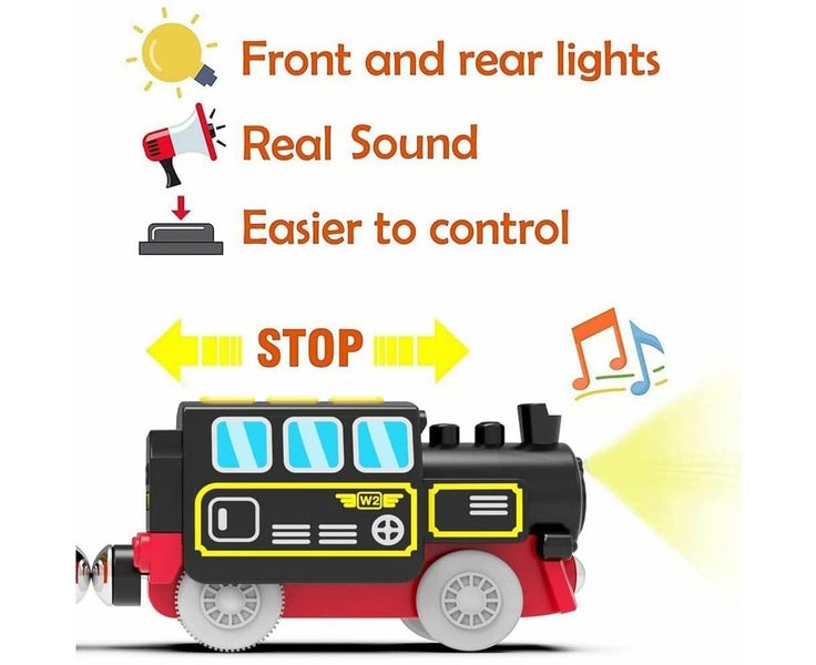 Motorized Train for Wooden Track, Remote Control Train with Magnetic Connec Carousel 2