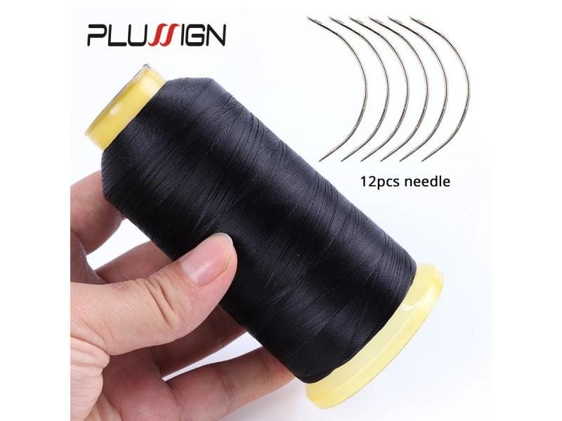 Plussign 1Pcs Black Weave Thread 12Pcs Hair Weaving Needles Nylon Hair Weaving Carousel 1