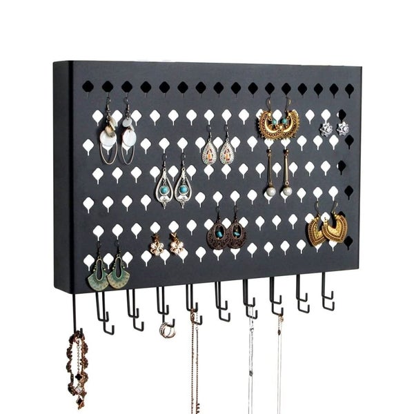 Wall Mount Earring Jewelry Hanger Organizer Holder With 109 Holes And 19 Hook... Carousel 1