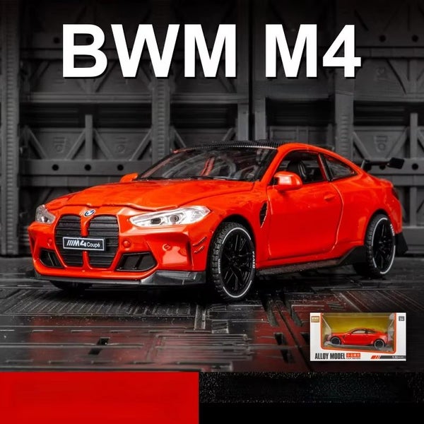 1:32 BMW M4 Supercar Alloy Car Model With Pull Back Sound Light, Red With box Carousel 1