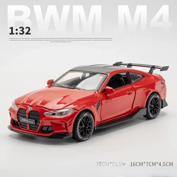 1:32 BMW M4 Supercar Alloy Car Model With Pull Back Sound Light, Red With box Carousel 4