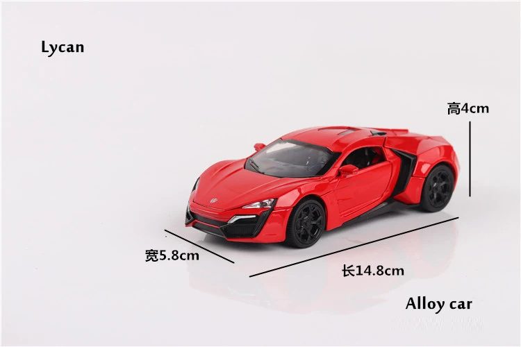 1: 32 Lykan sport Fast and Furious 7 Alloy Car Model Diecasts Toy, : Red-no box Carousel 2