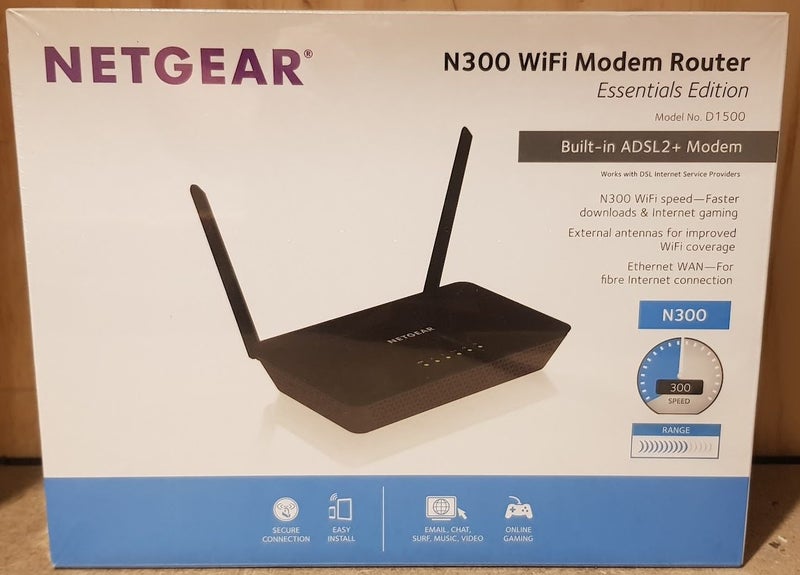 NETGEAR N300 WIFI MODEM ROUTER ( D1500 ) Carousel 1