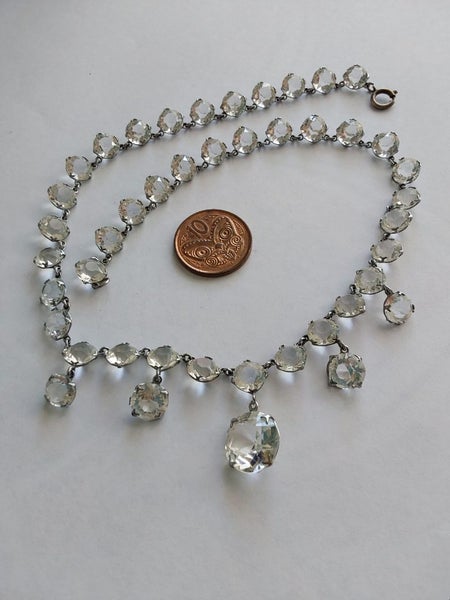 Vintage art deco c1930s diamante NECKLACE 39.5cm long Carousel 10