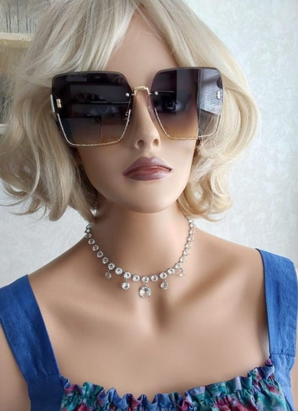 Vintage art deco c1930s diamante NECKLACE 39.5cm long Carousel 2