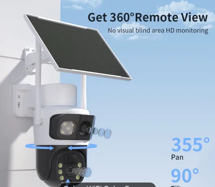 Dual lens smart wireless wifi solar security camera Carousel 6