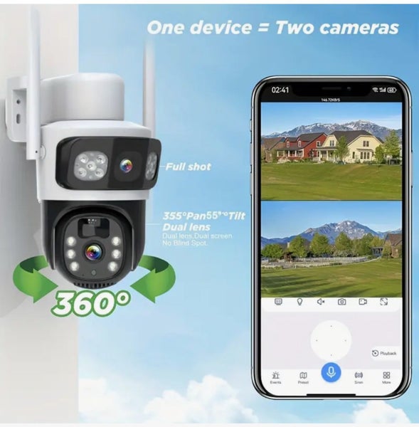 Dual lens smart wireless wifi solar security camera Carousel 1
