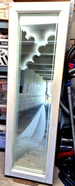 Solid Kauri French Door - Sailboat Etching to Glass Carousel 2