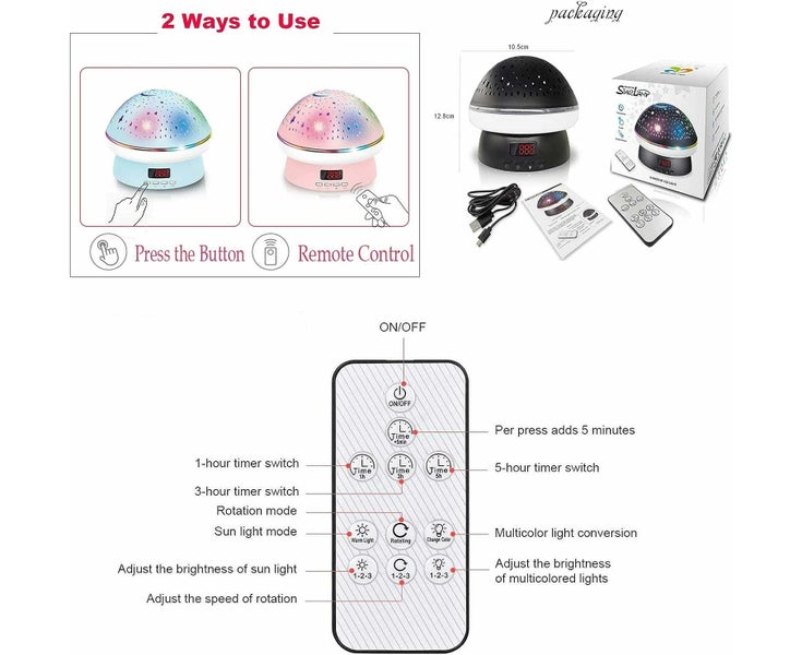 LED Starry Night Sky Projector Lamp, Rotation Star Projector Night Light Ki Carousel 7
