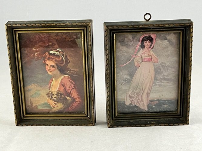 Vintage Pair Of Framed Miniature Prints Carousel 1