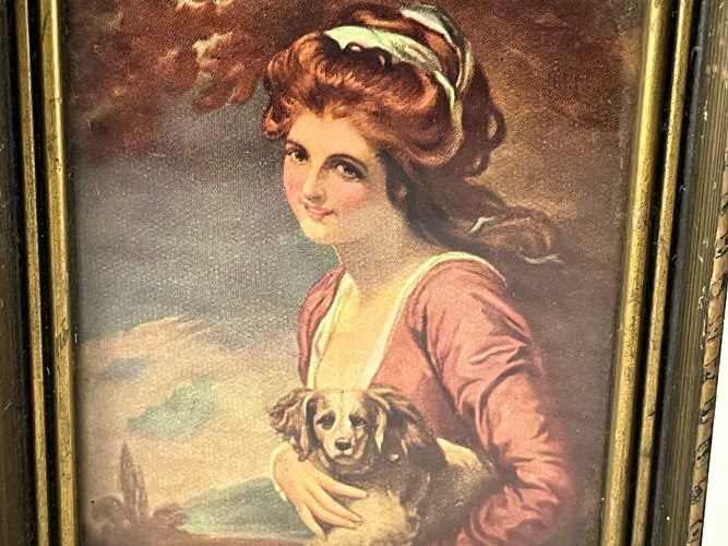 Vintage Pair Of Framed Miniature Prints Carousel 2