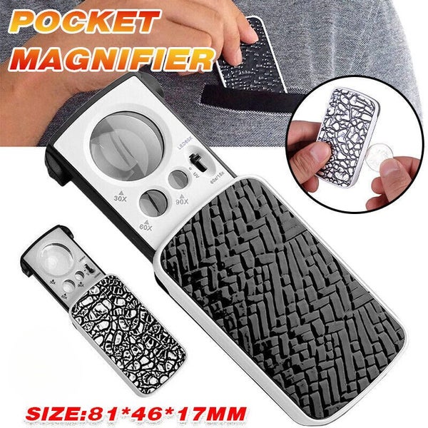 30x 60x 90x Jewellers Loupe LED Magnifier Loop Side Light Magnifying Glass Lens Carousel 1
