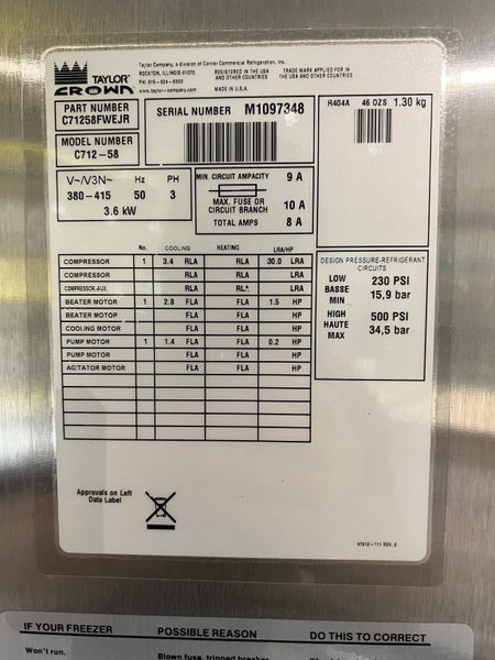Taylor C712 Soft Serve Ice Cream Machine Carousel 2