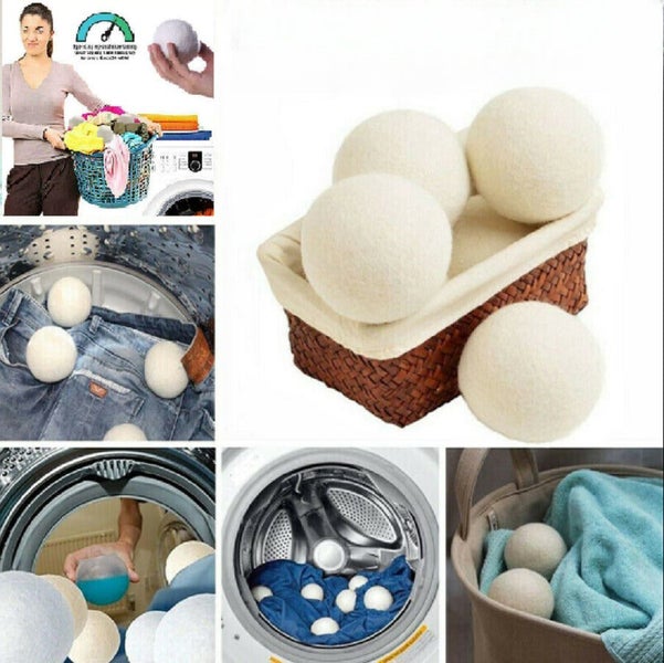 6Pcs Wool Tumble Dryer Balls Natural Reusable Laundry Clean Practical Home Carousel 1