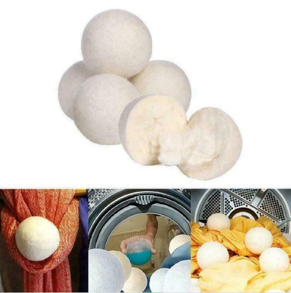 6Pcs Wool Tumble Dryer Balls Natural Reusable Laundry Clean Practical Home Carousel 2