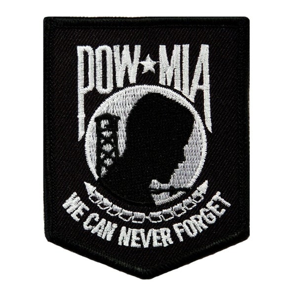 POW-MIA PATCH VIETNAM WAR embroidered iron-on BLACK military veteran emblem Carousel 1