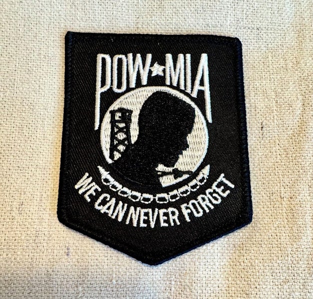 POW-MIA PATCH VIETNAM WAR embroidered iron-on BLACK military veteran emblem Carousel 2