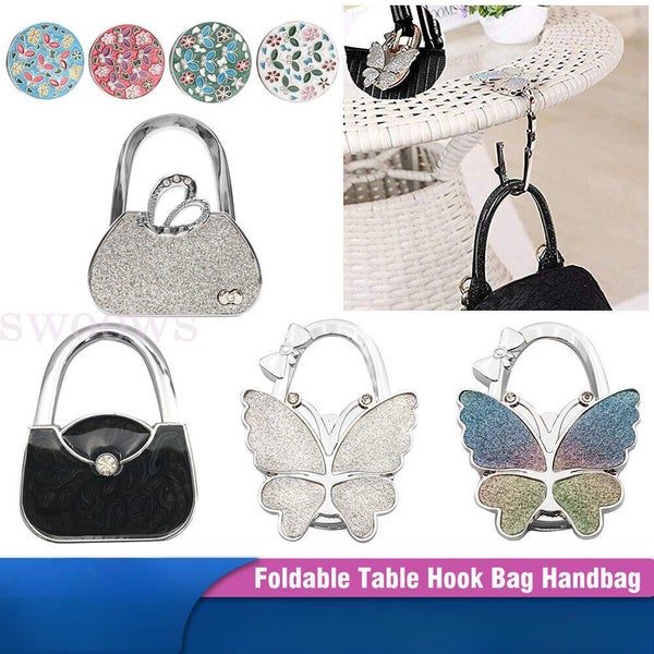Floral Round Foldable Table Hook Bag Handbag Hanger Holder Tote Purse Metal Carousel 1