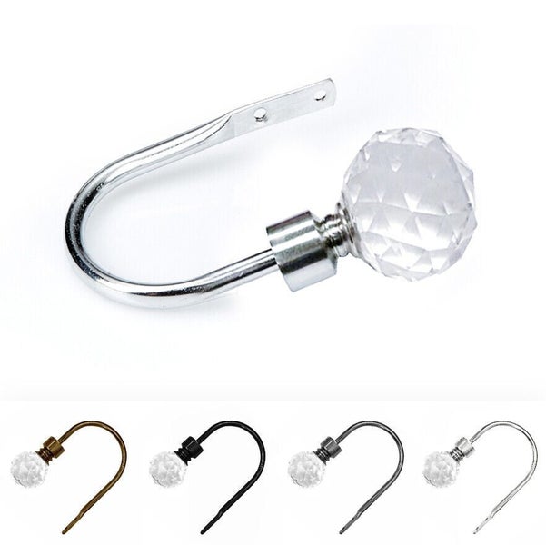 2Pcs Silver Metal Crystal Curtain Holdback Wall Tie Backs Hooks Holder Hanger Carousel 1