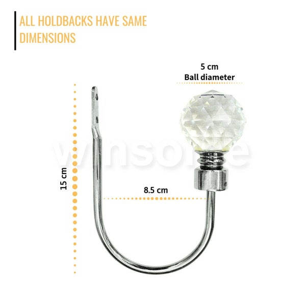2Pcs Silver Metal Crystal Curtain Holdback Wall Tie Backs Hooks Holder Hanger Carousel 2