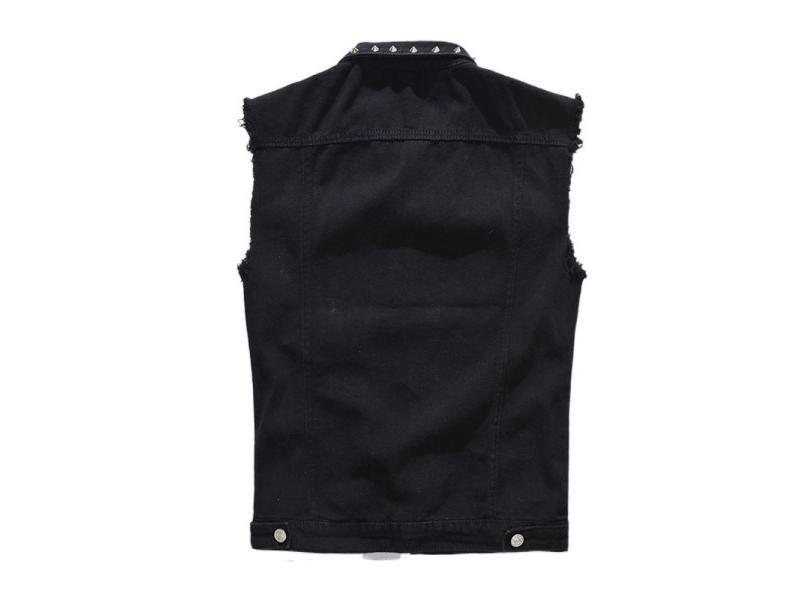 New Denim Vest Men Punk Rock Rivet Cowboy Black Jeans Waistcoat Fashion Men Carousel 1