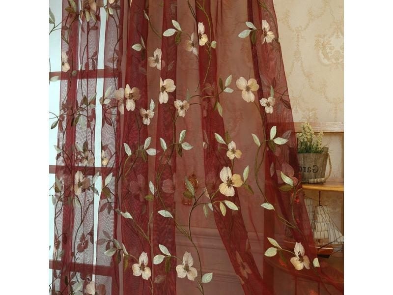 Embroidered Sheer Curtains For Living Room Bedroom Tulle Drapes Carousel 2