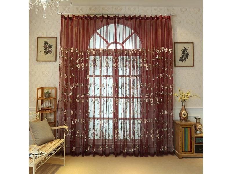 Embroidered Sheer Curtains For Living Room Bedroom Tulle Drapes Carousel 1