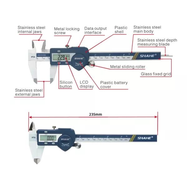 Electronic Digital Caliper Stainless Steel Waterproof IP54 Vernier Caliper Carousel 1