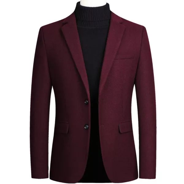 Mens Woolen Formal Business Casual Slim Blazers Black Grey Red 4XL Carousel 2